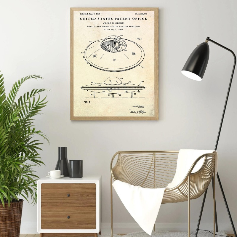 Vintage Flying Saucer UFO Blue - Star Map Poster review and price